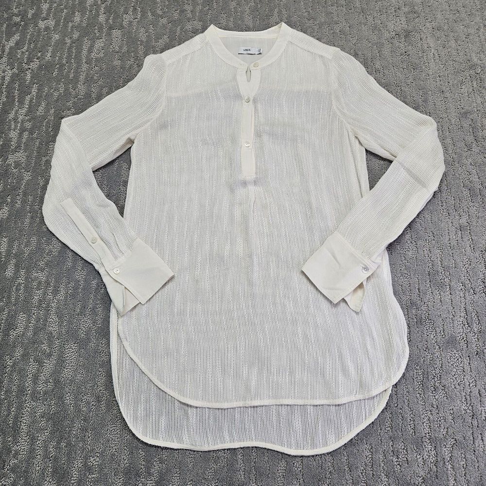 Vince Silk Rayon Long Sleeve Button Blouse Gauze Shirt‎ Sz. 2